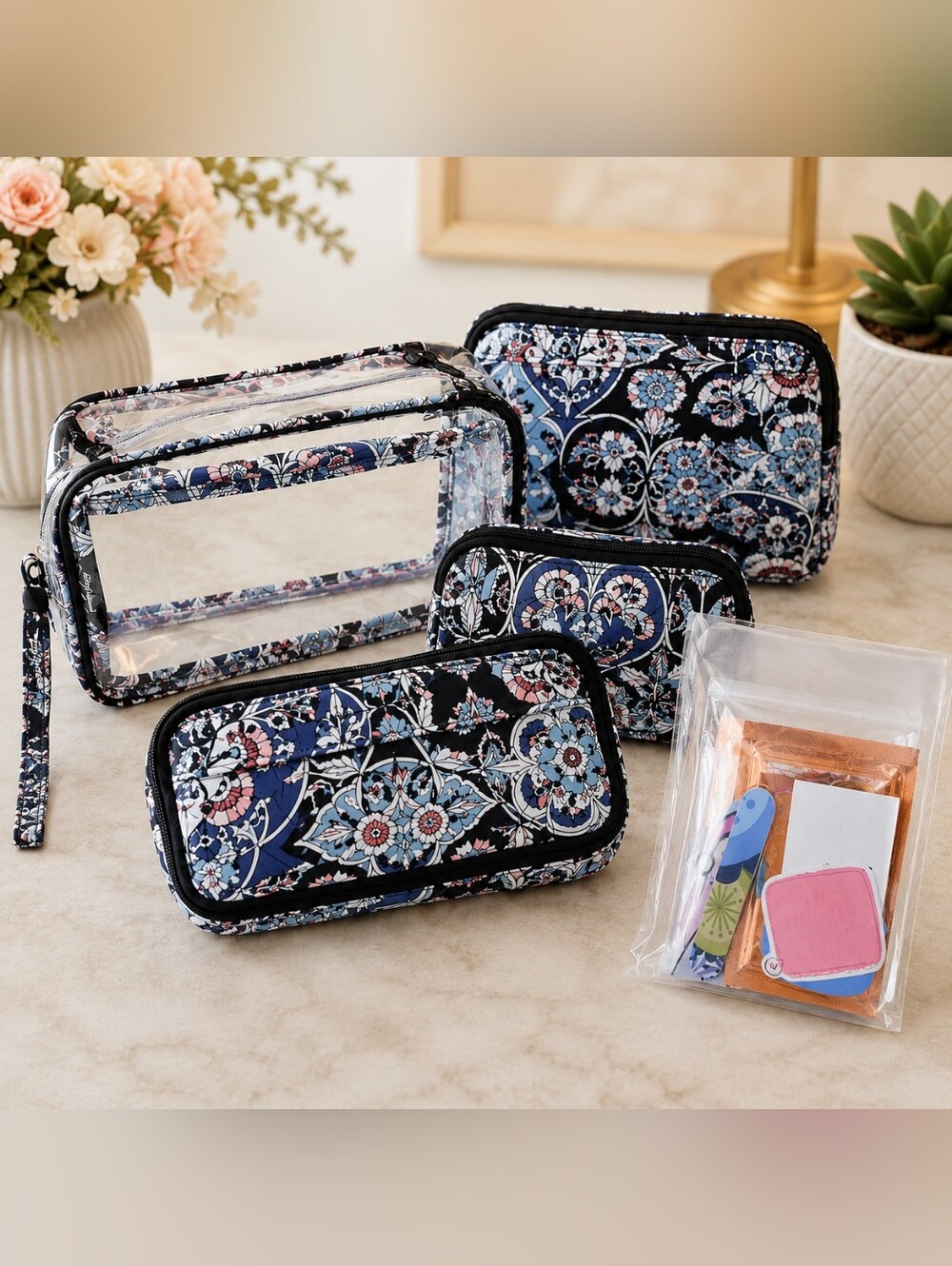 Vera Bradley Navy Floral Toiletry Organizer Set with Pink Accents - Picture 8 of 8